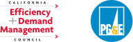 Logos from California Efficiency, Demand and Management and PG&E